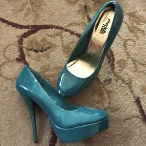 teal high heels